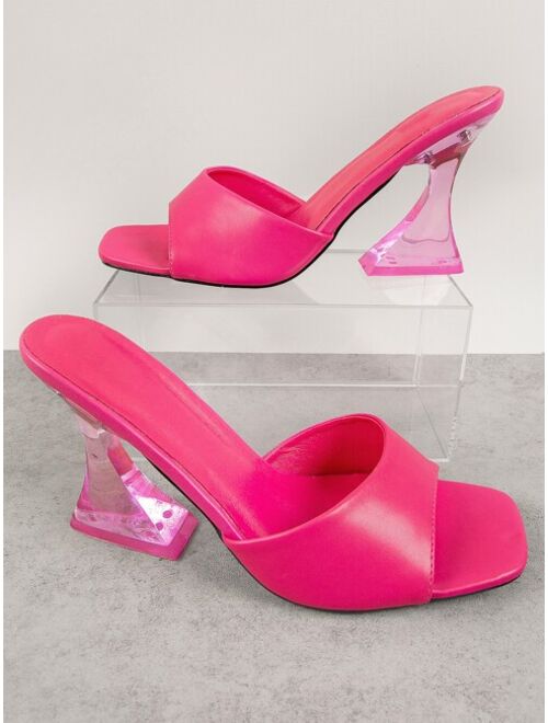 Shein Open Toe Perspex Heel Mules