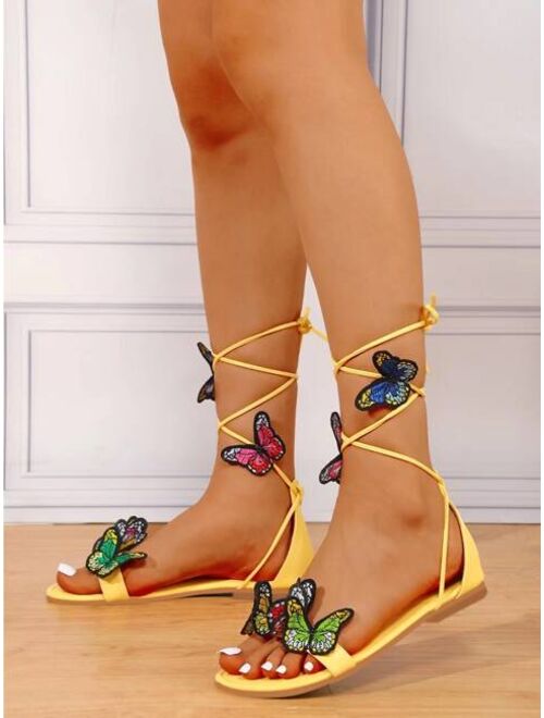 Shein Butterfly Appliques Strappy Sandals