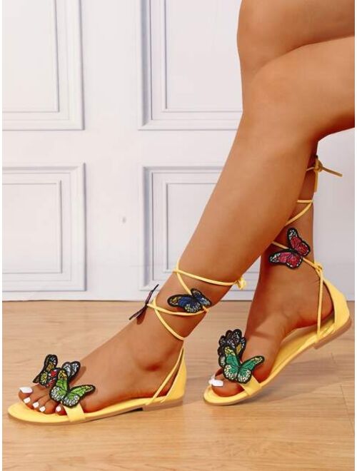 Shein Butterfly Appliques Strappy Sandals