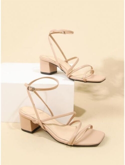 Minimalist Buckle Decor Ankle Strap Sandals