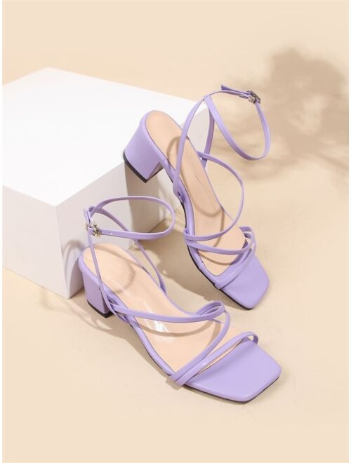 Shein Minimalist Buckle Decor Ankle Strap Sandals