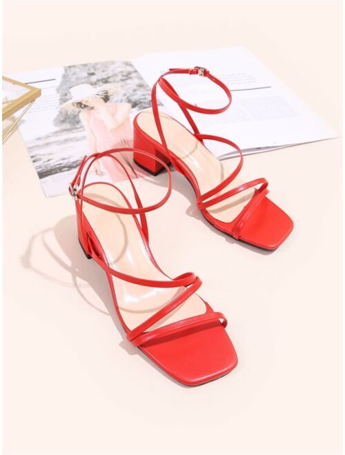 Shein Minimalist Buckle Decor Ankle Strap Sandals