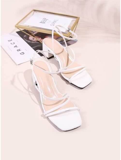 Shein Minimalist Buckle Decor Ankle Strap Sandals