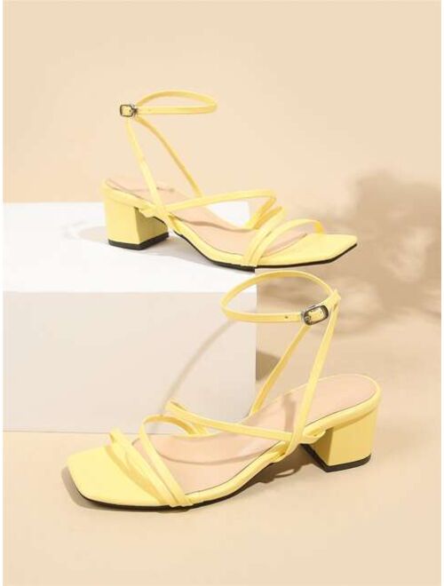 Shein Minimalist Buckle Decor Ankle Strap Sandals