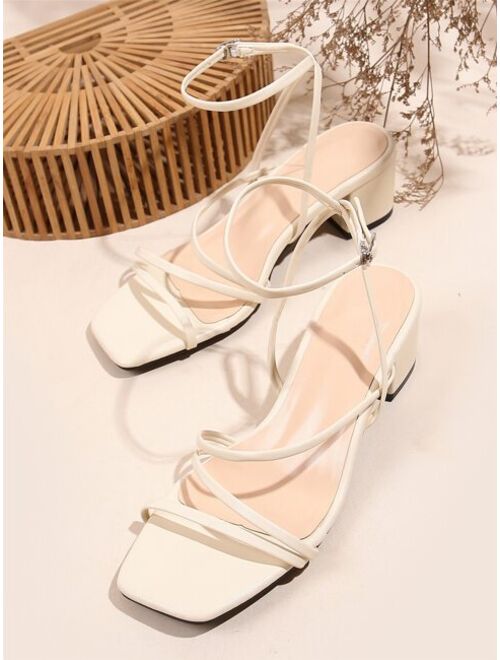 Shein Minimalist Buckle Decor Ankle Strap Sandals