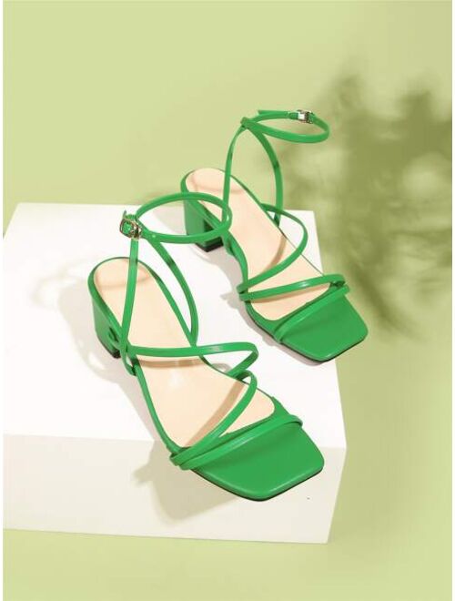 Shein Minimalist Buckle Decor Ankle Strap Sandals