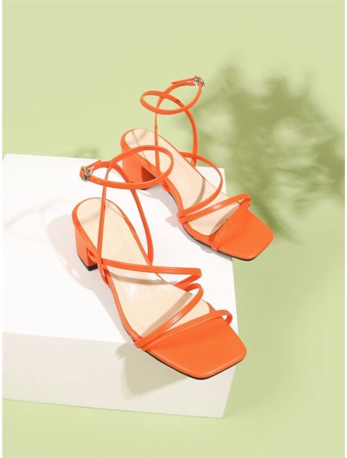 Shein Minimalist Buckle Decor Ankle Strap Sandals