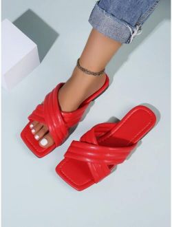 Solid Criss Cross Slide Sandals