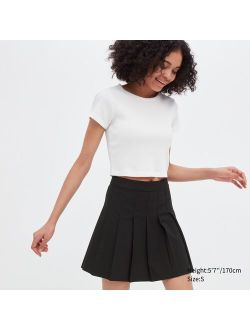 Pleated A-Line Mini Skirt