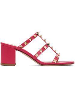 Garavani Pink Rockstud Heeled Sandals