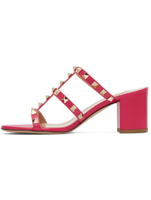 Valentino Garavani Pink Rockstud Heeled Sandals