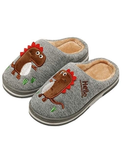 INMINPIN Boys Girls Cozy House Slippers Warm Plush Winter Cotton Slipper Kids Cute Dinosaur Indoor Shoes Non-Slip