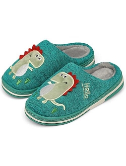 INMINPIN Boys Girls Cozy House Slippers Warm Plush Winter Cotton Slipper Kids Cute Dinosaur Indoor Shoes Non-Slip