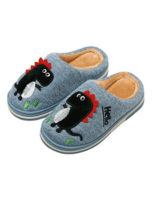 INMINPIN Boys Girls Cozy House Slippers Warm Plush Winter Cotton Slipper Kids Cute Dinosaur Indoor Shoes Non-Slip