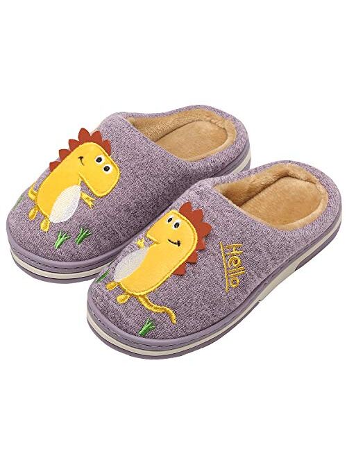 INMINPIN Boys Girls Cozy House Slippers Warm Plush Winter Cotton Slipper Kids Cute Dinosaur Indoor Shoes Non-Slip