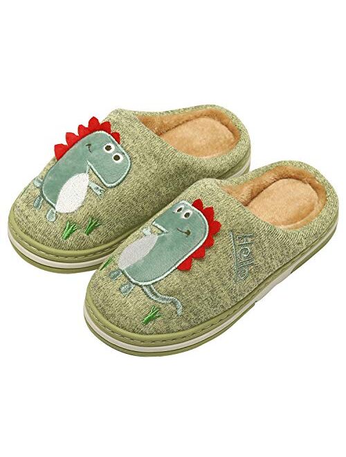 INMINPIN Boys Girls Cozy House Slippers Warm Plush Winter Cotton Slipper Kids Cute Dinosaur Indoor Shoes Non-Slip