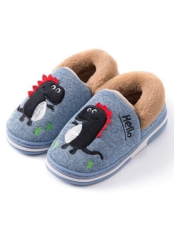 Dody Dinosaur Indoor Shoes Girls Boys Slippers Warm Dinosaur House Cute and Cozy Plush Winter Cotton House Anti-Slip Shoes