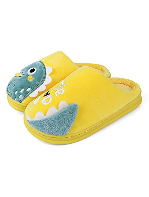 Wysbaoshu Boys Girls House Slippers Kids Cute Animal Slippers Warm Comfy Fuzzy Anti-Slip Indoor Shoes