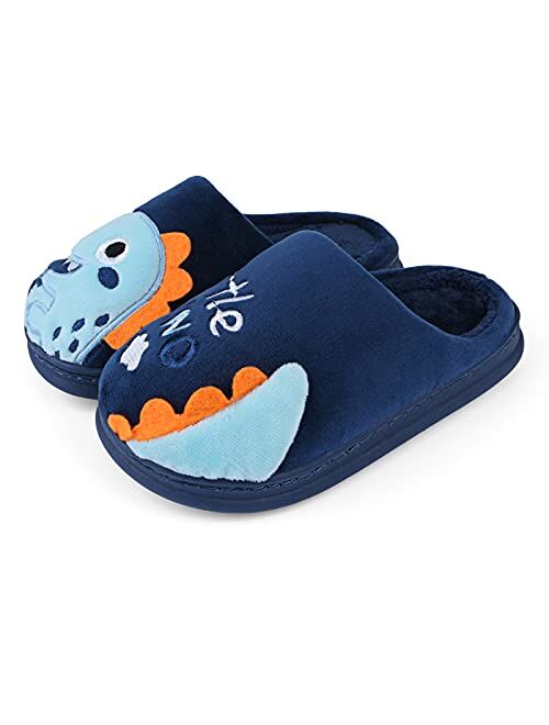 Wysbaoshu Boys Girls House Slippers Kids Cute Animal Slippers Warm Comfy Fuzzy Anti-Slip Indoor Shoes