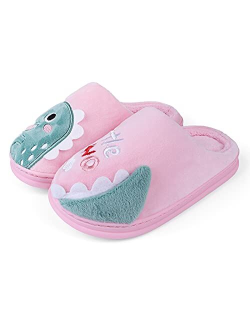 Wysbaoshu Boys Girls House Slippers Kids Cute Animal Slippers Warm Comfy Fuzzy Anti-Slip Indoor Shoes