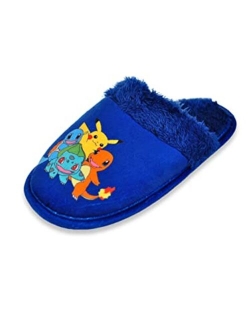 Pokemon Boys' Slippers – Pikachu Plush Fuzzy Slipper Slides (Little/Big Kid)