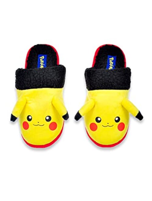 Pokemon Boys' Slippers – Pikachu Plush Fuzzy Slipper Slides (Little/Big Kid)