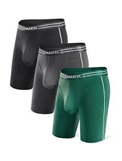 Men's Dual Pouch Underwear Active Mesh Cool Performance Long Boxer Briefs 3 Pack