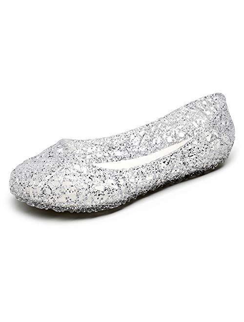 Stunner Women's Beach Jelly Shoes Slip On Crystal Summer Soft Hollow Ballet Flats