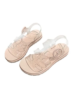 Yehopere Women's Jelly Sandals T-Strap Slingback Flats Clear Summer Beach Rain Shoes