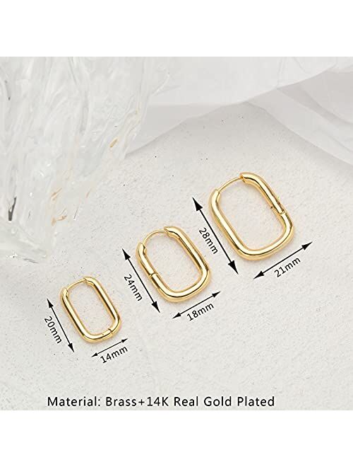 17 MILE Gold Hoop Earrings Set for Women, 14K Gold Plated Lightweight Hypoallergenic Chunky Open Hoops Set for Gift