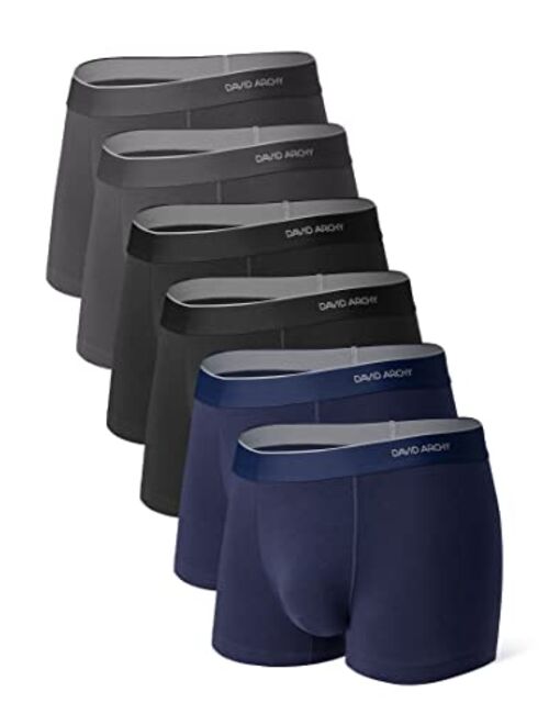 DAVID ARCHY Men's Underwear Soft Cotton-Modal Blend Breathable Pouch Comfort Lightweight Trunks No Fly in 3 or 4 Pack