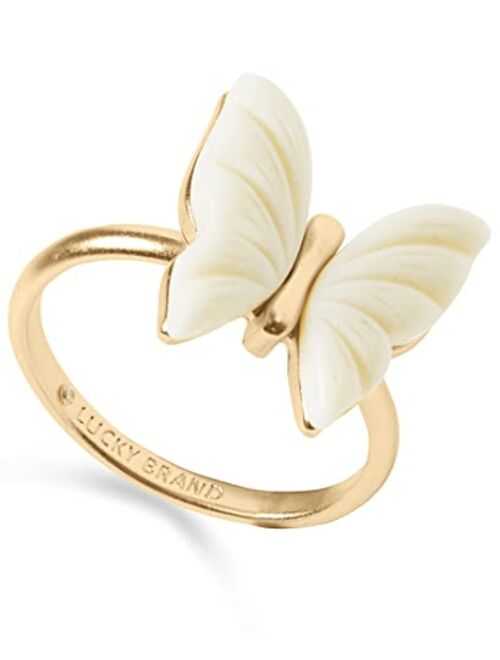 Lucky Brand Carved Butterfly Ring,Gold,One Size