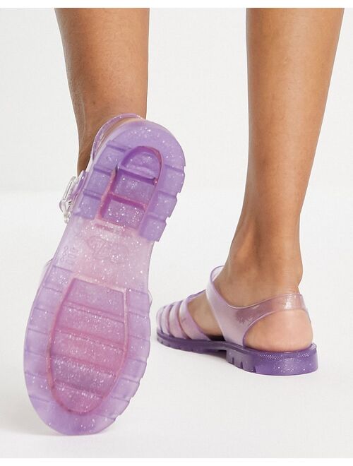 Juju jelly flat shoes in lilac glitter