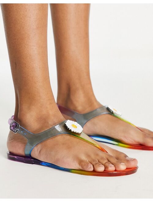 London Rebel daisy jelly sandals in rainbow