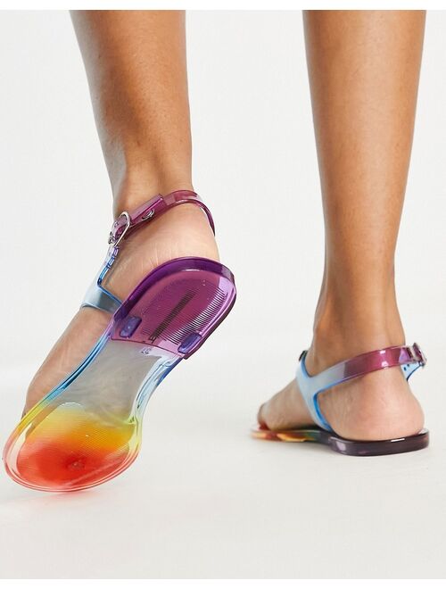 London Rebel daisy jelly sandals in rainbow