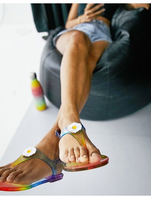 London Rebel daisy jelly sandals in rainbow