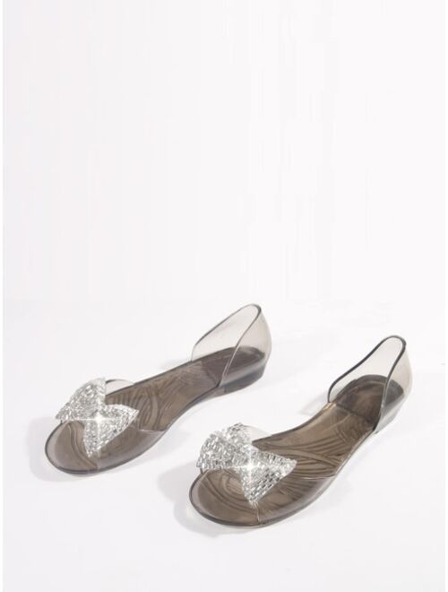 EMERY ROSE Clear Bow Decor Slip On Sandals