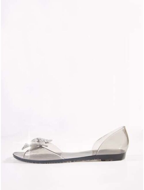 EMERY ROSE Clear Bow Decor Slip On Sandals