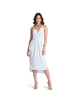 BCBGeneration Della Faux Wrap Sleeveless Surplice Draped Midi Dress with Front Pockets