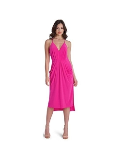 BCBGeneration Della Faux Wrap Sleeveless Surplice Draped Midi Dress with Front Pockets