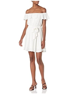 BCBGeneration Women's Knit Ruffled Off Shoulder Mini Dress