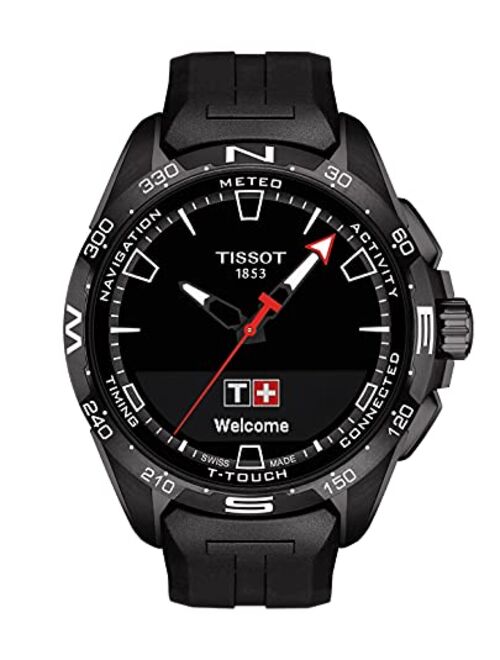 Tissot Unisex T-Touch Connect Solar Antimagnetic Titanium Case Swiss Tactile Quartz Watch with Rubber Strap, Black, 23 (Model: T1214204705103)