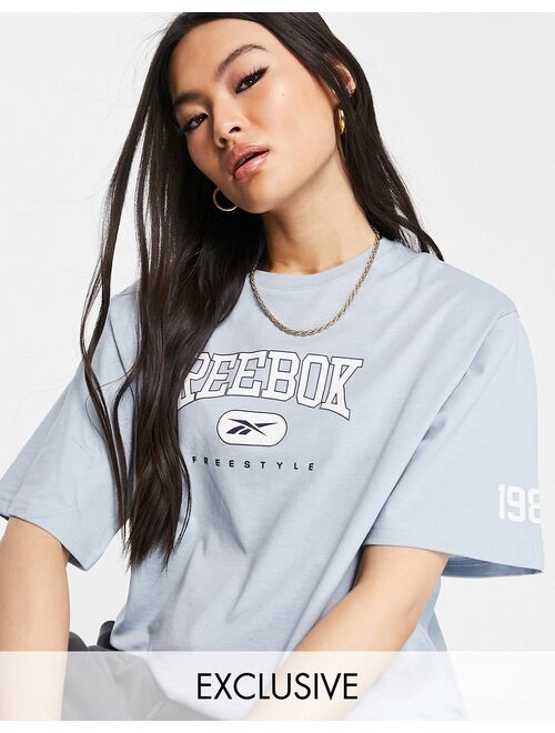 Reebok freestyle oversized t-shirt in baby blue