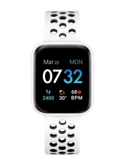 Air 3 Women's Touchscreen Smartwatch Fitness Tracker: White Case with White Perforated Strap 40mm