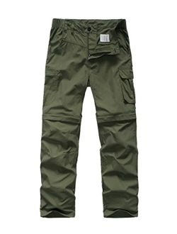 Asfixiado Boys Cargo Pants, Kids' Casual Outdoor Quick Dry Waterproof Hiking Climbing Convertible Trousers