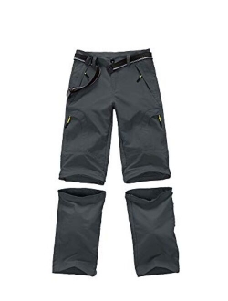 Asfixiado Boys Cargo Pants, Kids' Casual Outdoor Quick Dry Waterproof Hiking Climbing Convertible Trousers