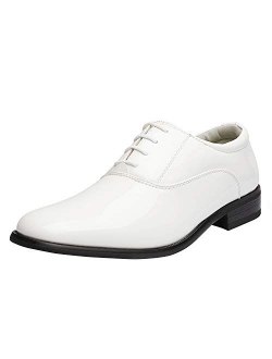 Men's Faux Patent Leather Tuxedo Derby Dress Shoes Classic Lace-up Formal Oxford