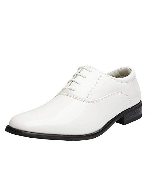 Bruno Marc Men's Faux Patent Leather Tuxedo Derby Dress Shoes Classic Lace-up Formal Oxford