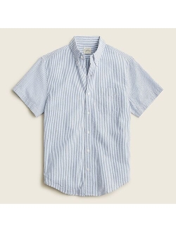 Short-sleeve yarn-dyed seersucker shirt