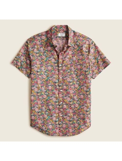 Short-sleeve point-collar shirt in Liberty print